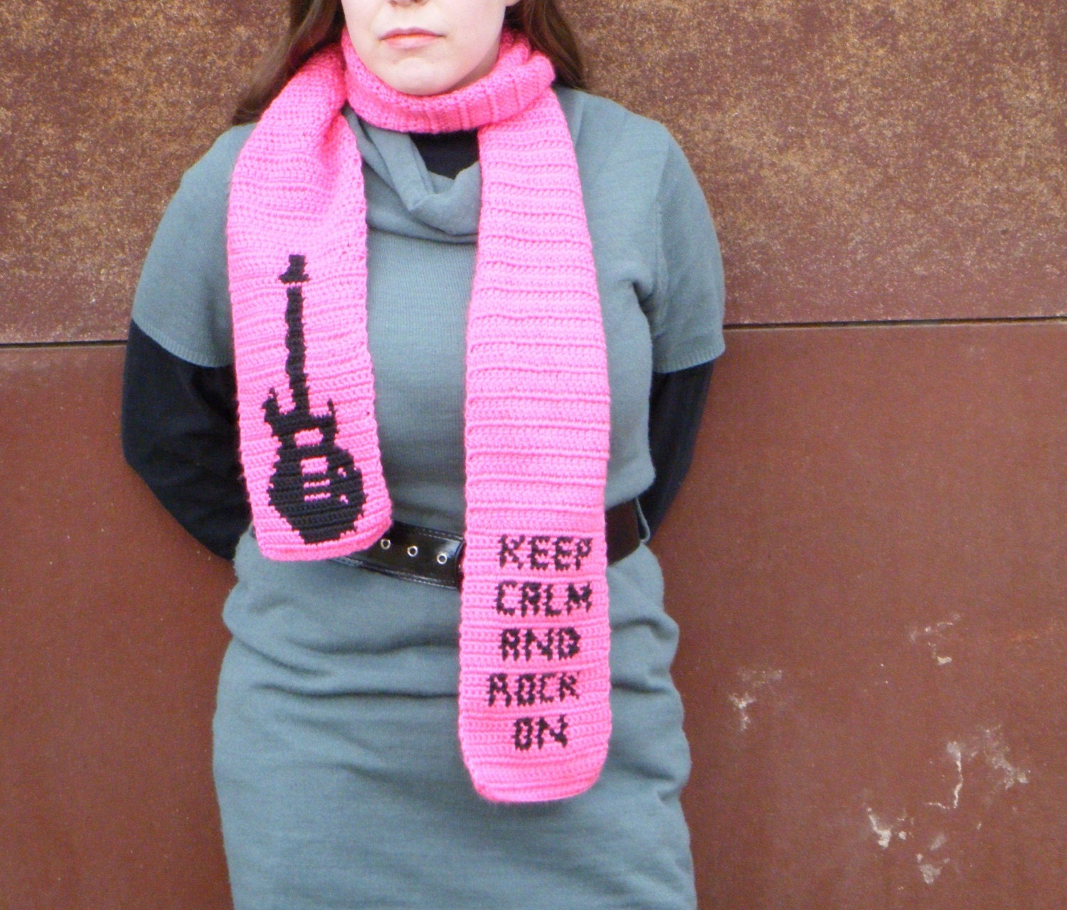 KEEP CALM And ROCK On Pink and Black Scarf
