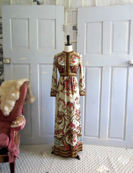 1970s Maxi Dress Floral Maxi by Goldworm Italian Maxi Dress SM