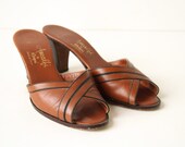 50s Leather Peeptoes - British Tan