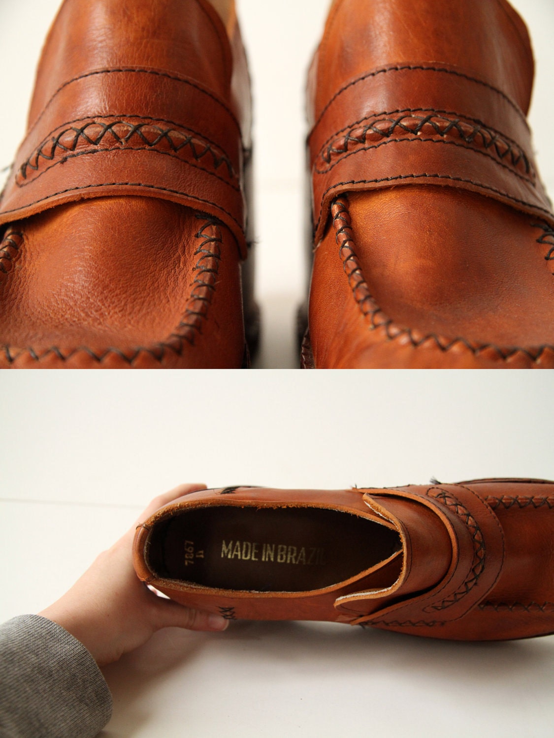 Tan Leather Disco Platforms