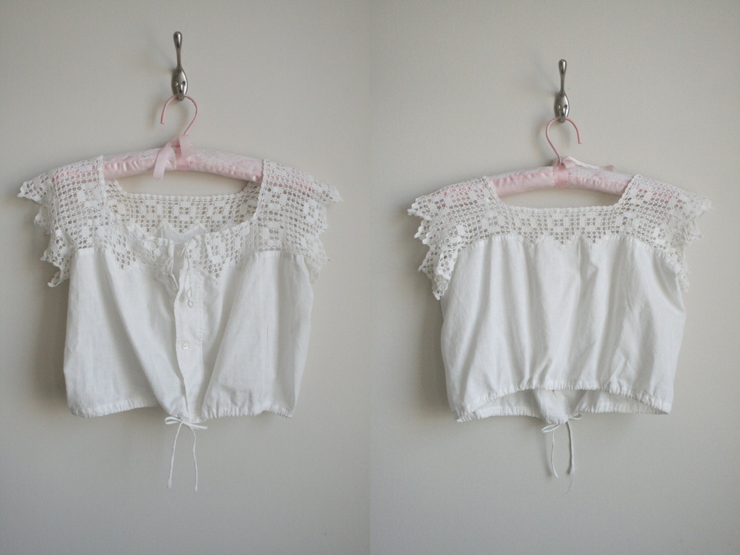 Edwardian Crochet Lace Crop Top - 1800s Corset Cover