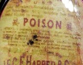 Grungy Vintage Apothecary Poison Necklace oval photo pendant on 18 inch matching antiqued brass chain 30mm x 40mm