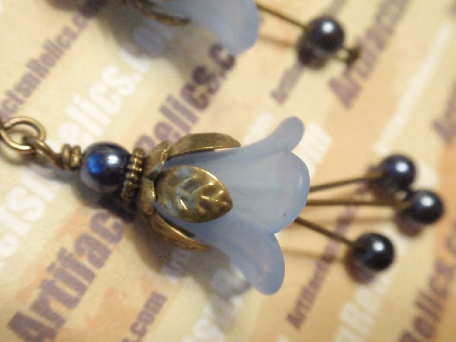 Blue Flower Dangle Earrings