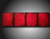 Art Painting Original JMJARTSTUDIO Original 4 Piece Braille Painting 20 X 64 Inches LOVE red Red red custom piece