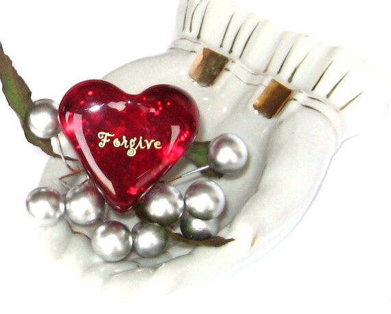 Red Glass Heart of Forgiveness Expression Inspiration 1.5x1.5x.5" 1.6oz