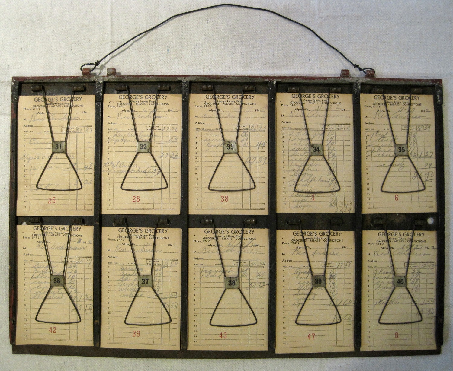 Old Accounting System Receipt Clipboard.  Awesome vintage industrial look.  Great for photos or inspiration board
