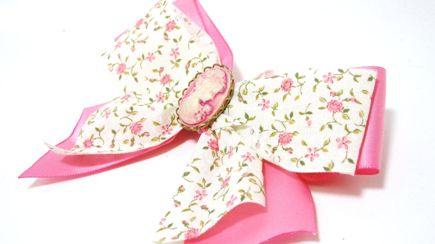 Victorian,Sabby chic style Pink Hair bow