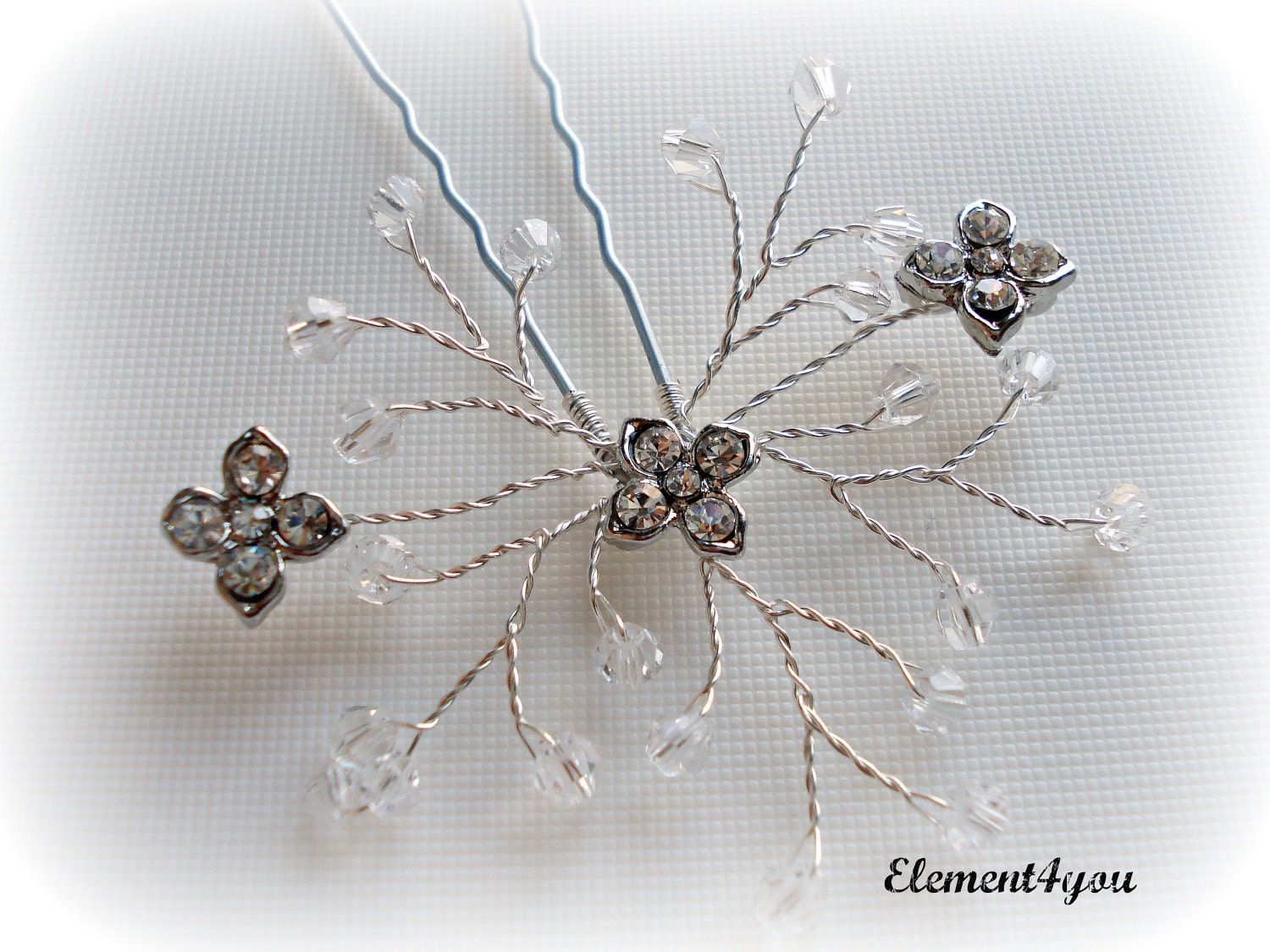 Crystal hair pin Bride bridal Fascinator Hair vines Rhinestone flower Formal hair do Wedding accessories Hair piece Head piece clear