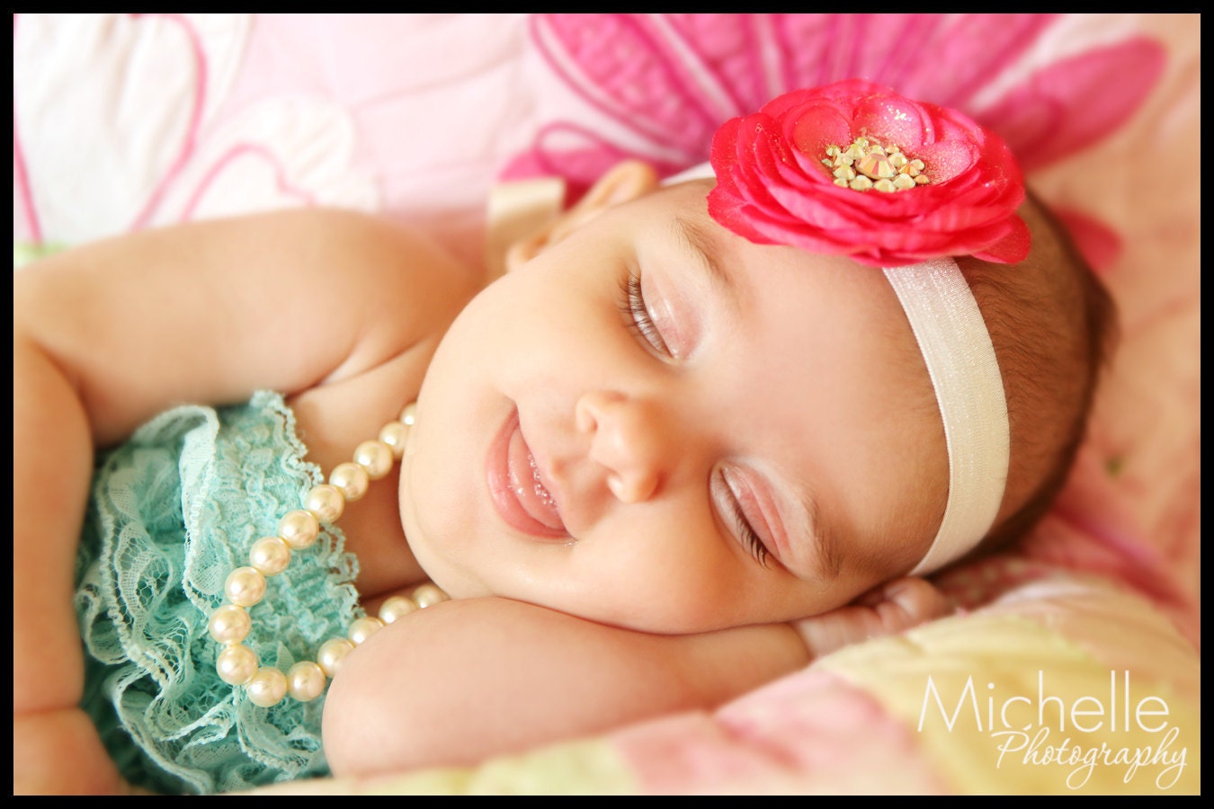 Little Girl Pearl and ribbon Necklace perfect for photo prop, birthdays or baby gift