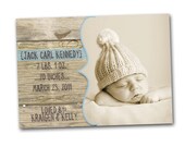 Vintage Wood Birth Baby Announcement -- simple & sweet