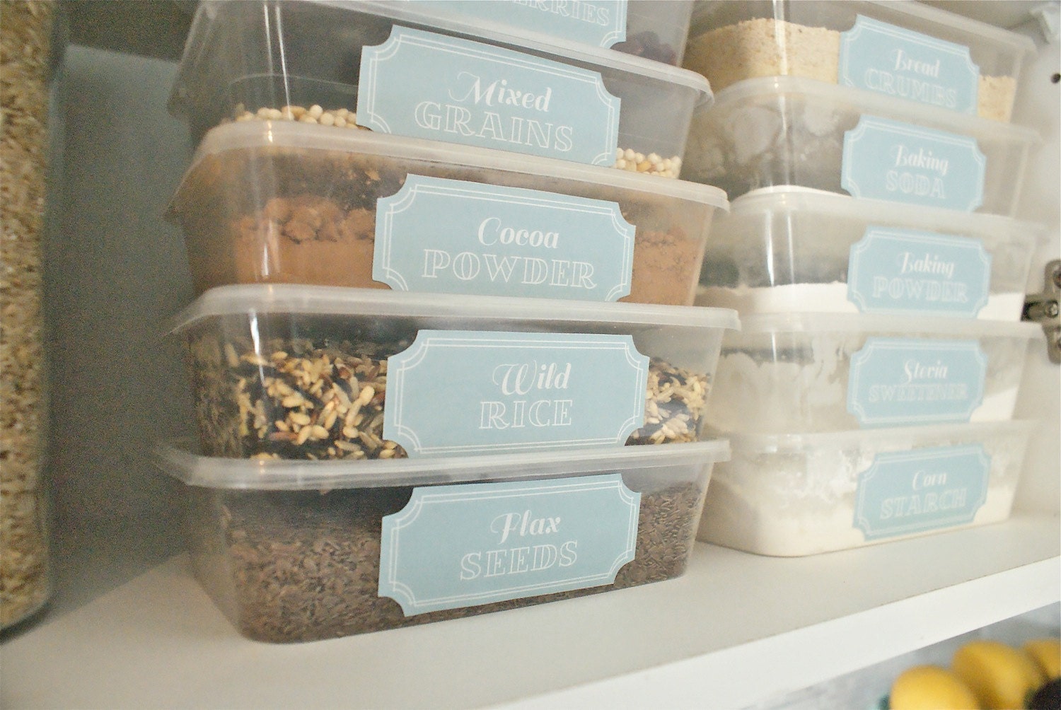 Custom Long Rectangle Vintage Blue Printable Pantry Labels