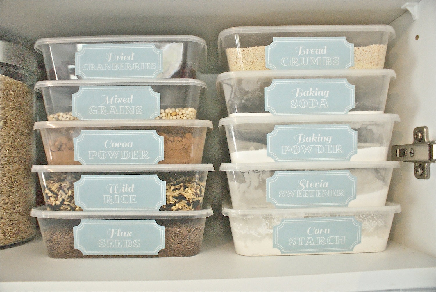 Custom Long Rectangle Vintage Blue Printable Pantry Labels