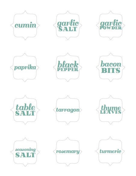 Printable Kitchen Spice Labels - 24 Labels for your Spice Pantry