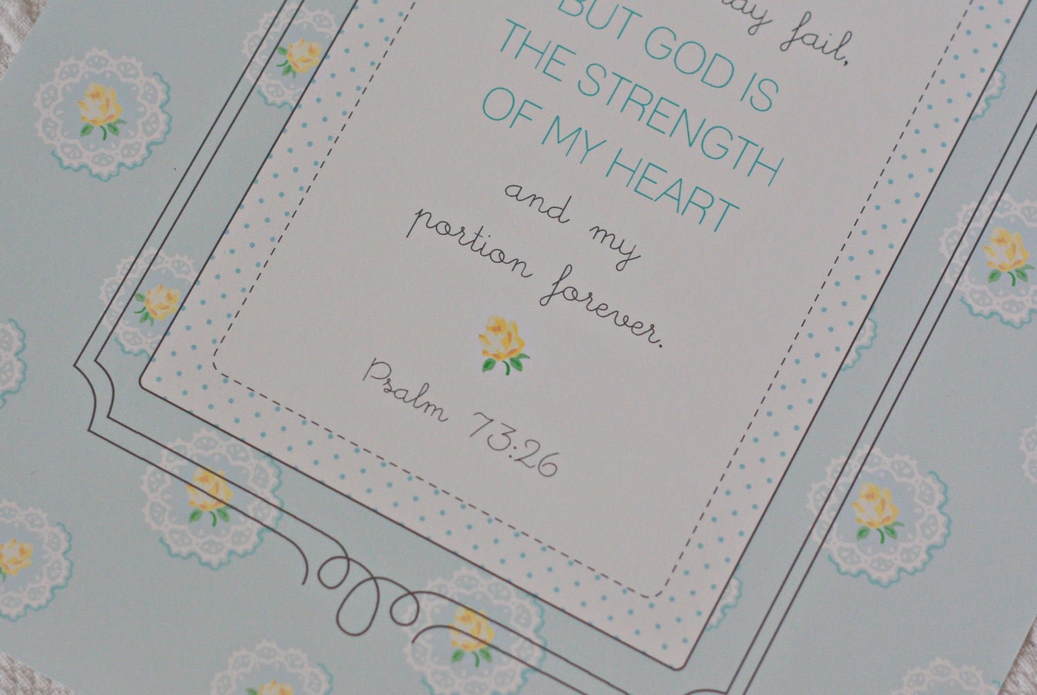 God is the STRENGTH of  MY HEART scripture 8x10 art print- vintage wallpaper