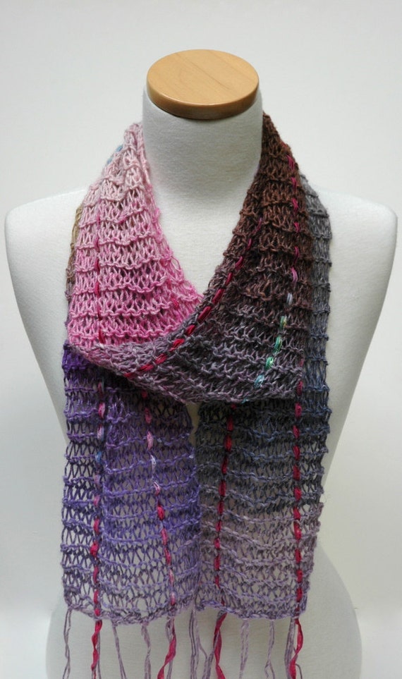 Silk & Mohair Scarf Hand Knit  Rose Gray By Scarfrunner On Etsy