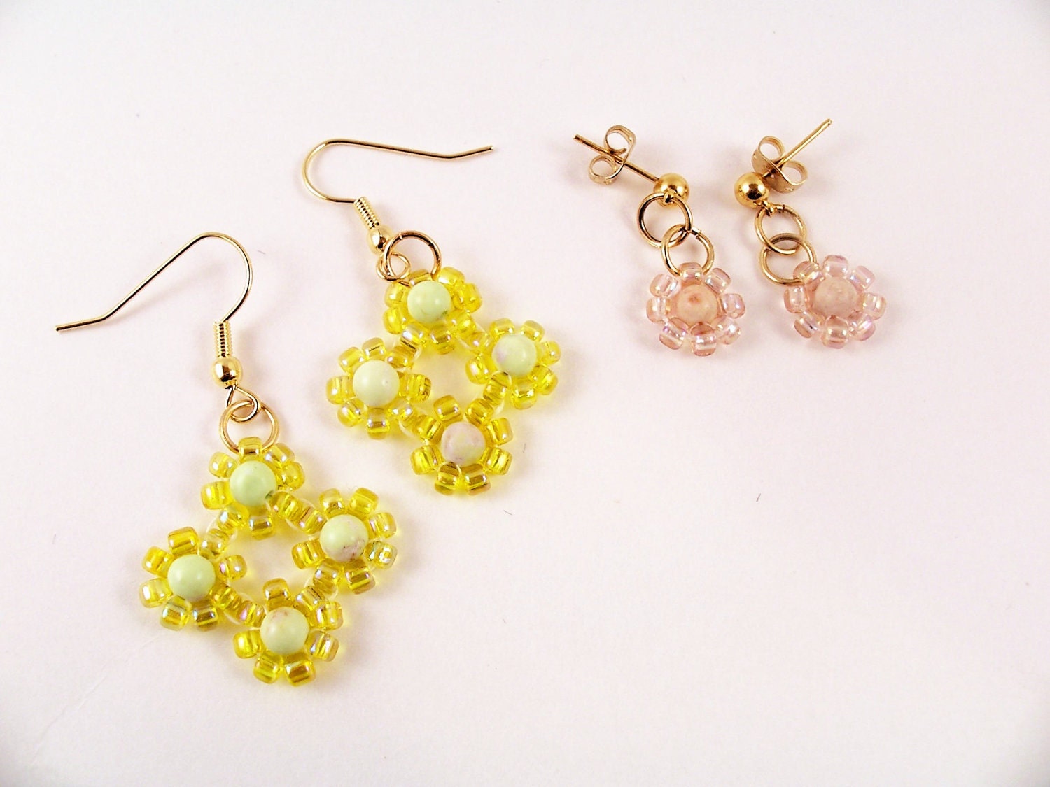 Daisy Earring Patterns, Beading Tutorial in PDF