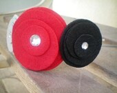Flower headband...felt...Three Flower Cluster Headband (grey, red, black)