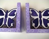 Purple butterfly bookends customized to match room decor