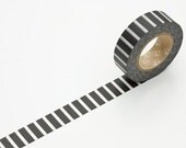Japanese Washi Masking Tape / Thick Black Piano Stripe (15m Long, 50 percent more)