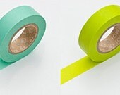 Japanese Washi Masking Tapes / Solid Mentha & Bright Green (15m Long, 50 percent more) for invitations, baby shower, party favor, packaging