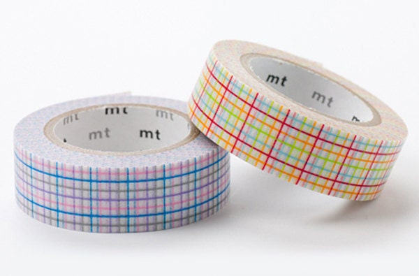 MT 2012 - Japanese Washi Masking Tapes / Blue & Red Colorful Checker Grid for scrapbooking, packaging, party deco, card making