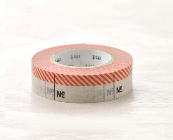 Discontinued-Japanese Washi Masking Tapes / Numbers Red (15m Long, 50 percent more) for labeling, scrapbooking, packaging