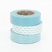 Discontinued-Japanese Washi Masking Tapes / Baby Blue Stripe, Dots, Solid for Baby Announcements, Showers (15m Long, 50 percent more)