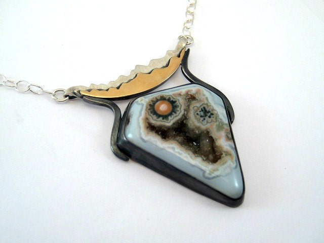 Ocean Jasper Druzy Necklace- 14kt & Sterling Silver