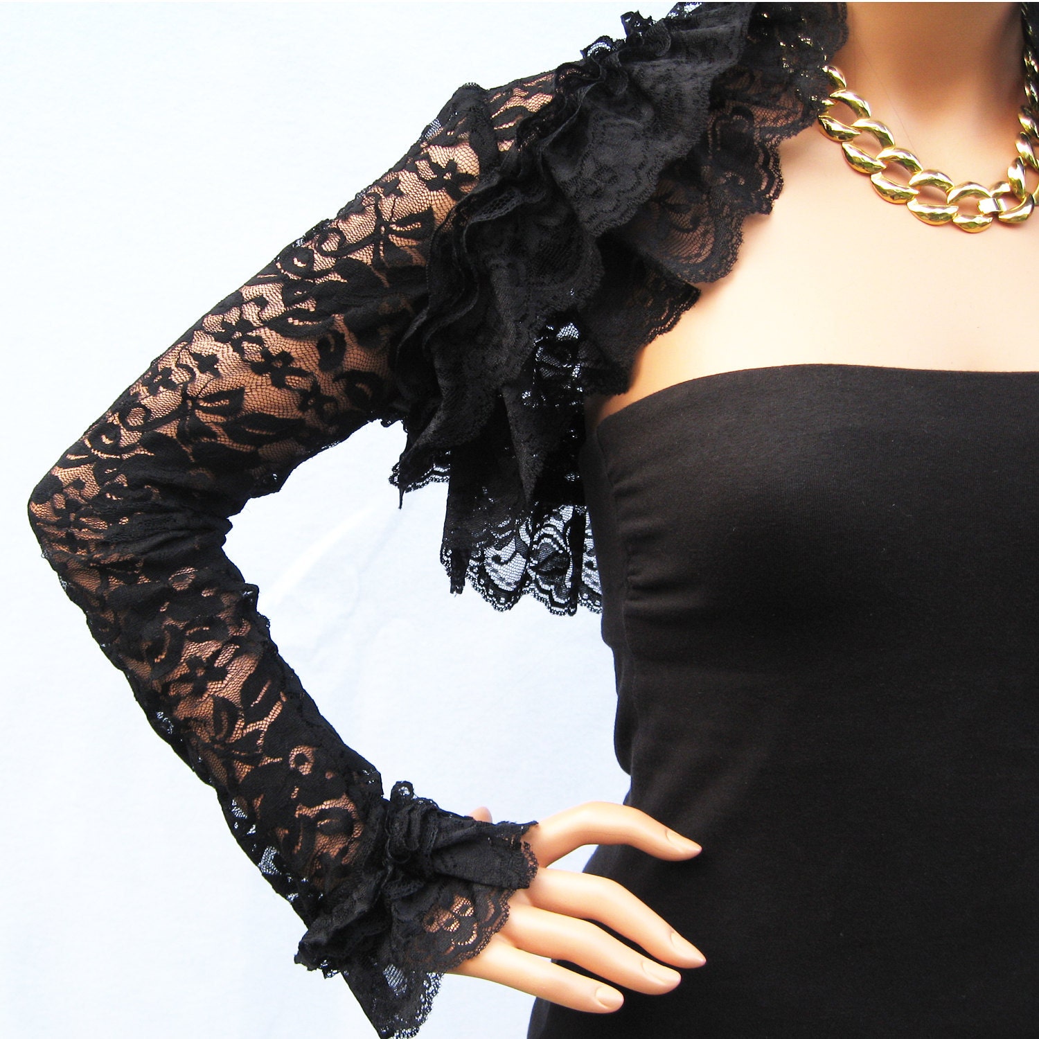 Black lace jacket/lace cardigan/wedding shrug/ RSL3-BK