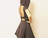 Sheer Back Grey Hooded Dress HD-GYA