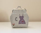 hanging to dry... bridesmaid dress hand embroidered and stamped monogram mini clasp purse - choose your own initial