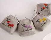 bridesmaid gifts ... hand embroidered and stamped mini clasp purse - choose your own initial