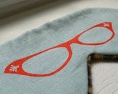 Sleeping Eye Mask - Cat-eye Glasses in Red on Baby Blue - Ready to Ship