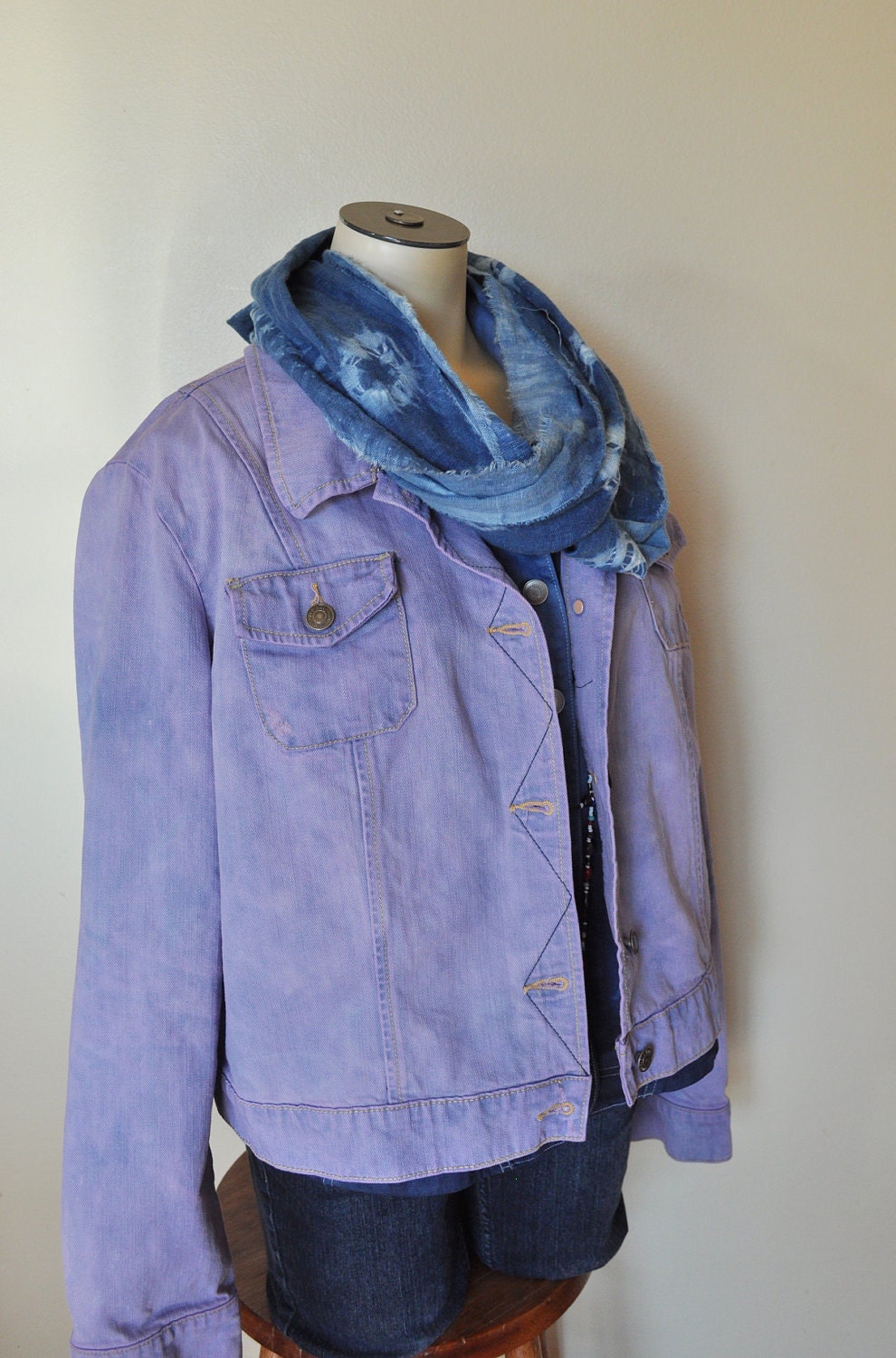 Pastel Denim jacket Lavender Lilac Hand Dyed by DavidsonStudio