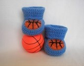 Baby Booties, Basketball Newborn to 6 months or 6 to 12 months Finely Finished Crochet