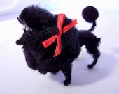 Black Poodle Decoration with Red Bow, Retro 60s Style
