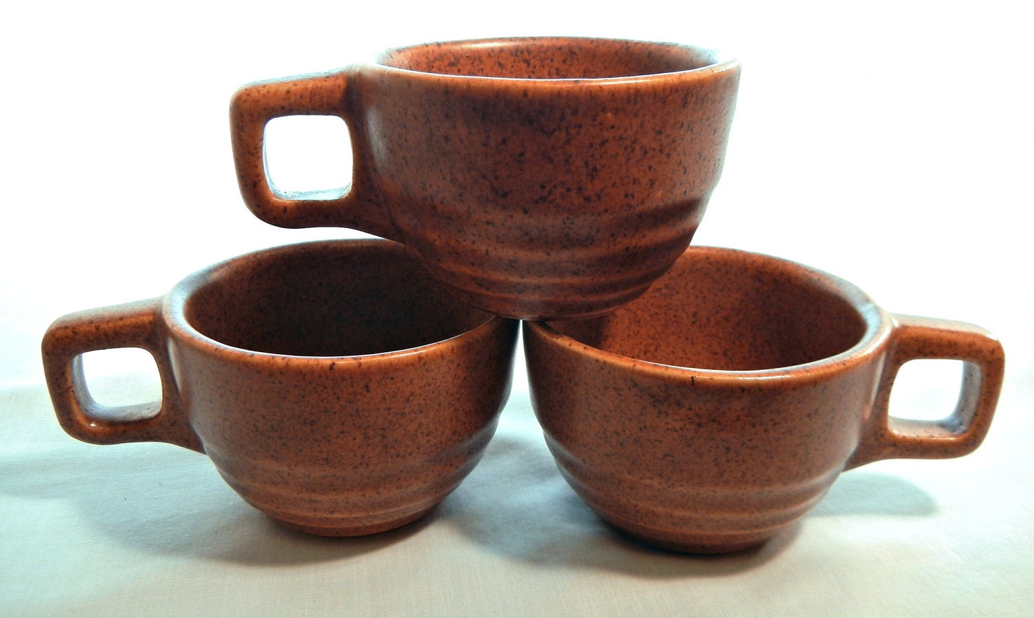 3 Southwestern Adobe Style Mugs, Monmouth Western Stoneware Cups, Mojave Pattern