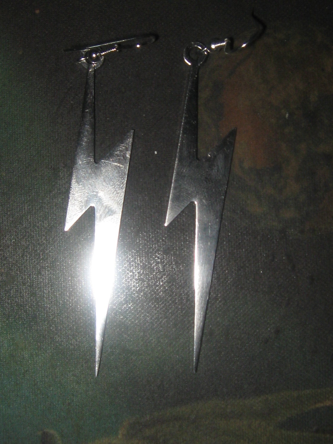 New Large Stainless Steel Lightning Bolt Earrings