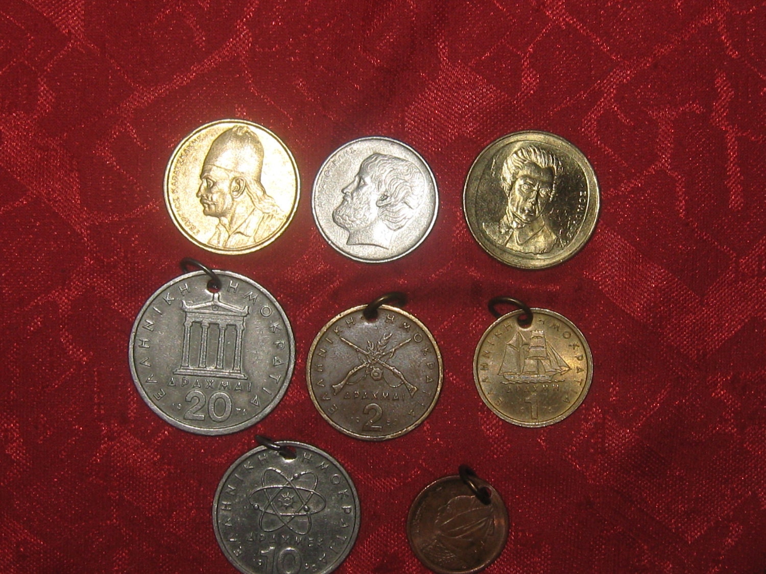 Wholesale Lot Of 5- Vintage Authentic Greece Coin Pendants 3 COLLECTIBLE COINS