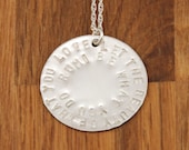 Rumi Inspirational Quote Pendant Necklace -  Sterling Silver Circle Disc Message Necklace