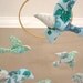 FREE SHIPPING - bird mobile - turquoise blue vintage fabrics