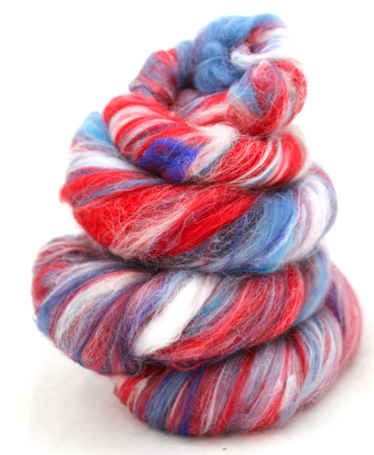 Fly The Flag - Spinning - Felting - Fibre - Batt - Merino - Wool - UK - 100g - 4oz - Red White and Blue