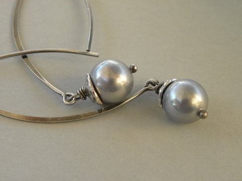 Gray Pearls and Sterling Silver Earrings
