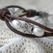 Leather. Pearls and Silver Flower Bracelet