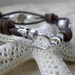 Leather. Pearls and Silver Flower Bracelet