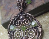 Hidden Treasures Necklace, Copper, Peridot, and Pink CZ Brios, ThePurpleLilyDesigns
