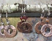 Stonewashed, Antiqued Copper, Gemstone, and Sterling Silver, Earrings, ThePurpleLilyDesigns