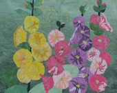 Contemporary Art Quilt- Hollyhocks