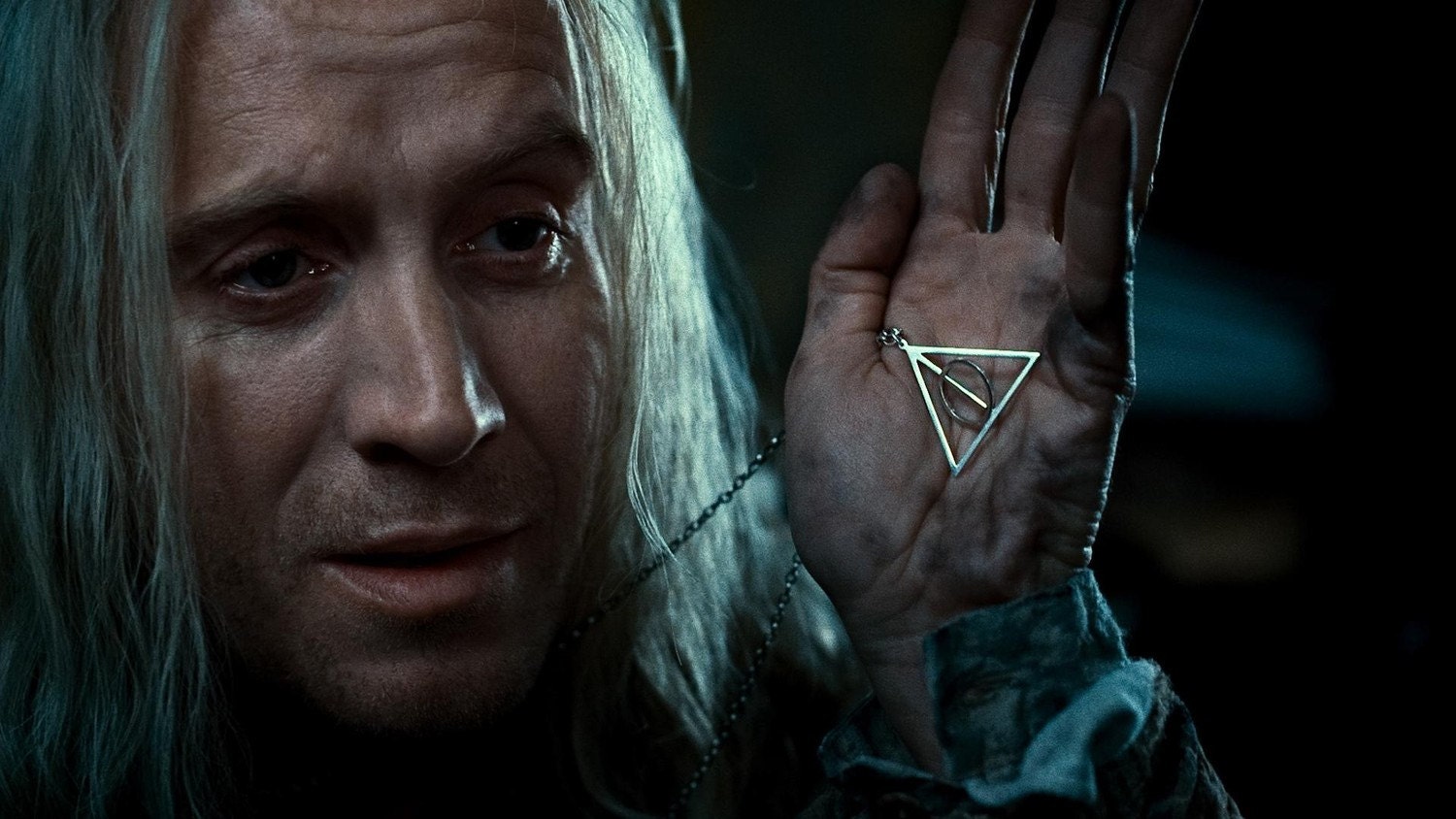 SILVER Deathly Hallows Necklace Pendant Harry Potter in Black Velvet display box
