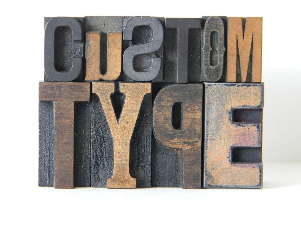 Custom Vintage Wood Type Letter Set DEPOSIT